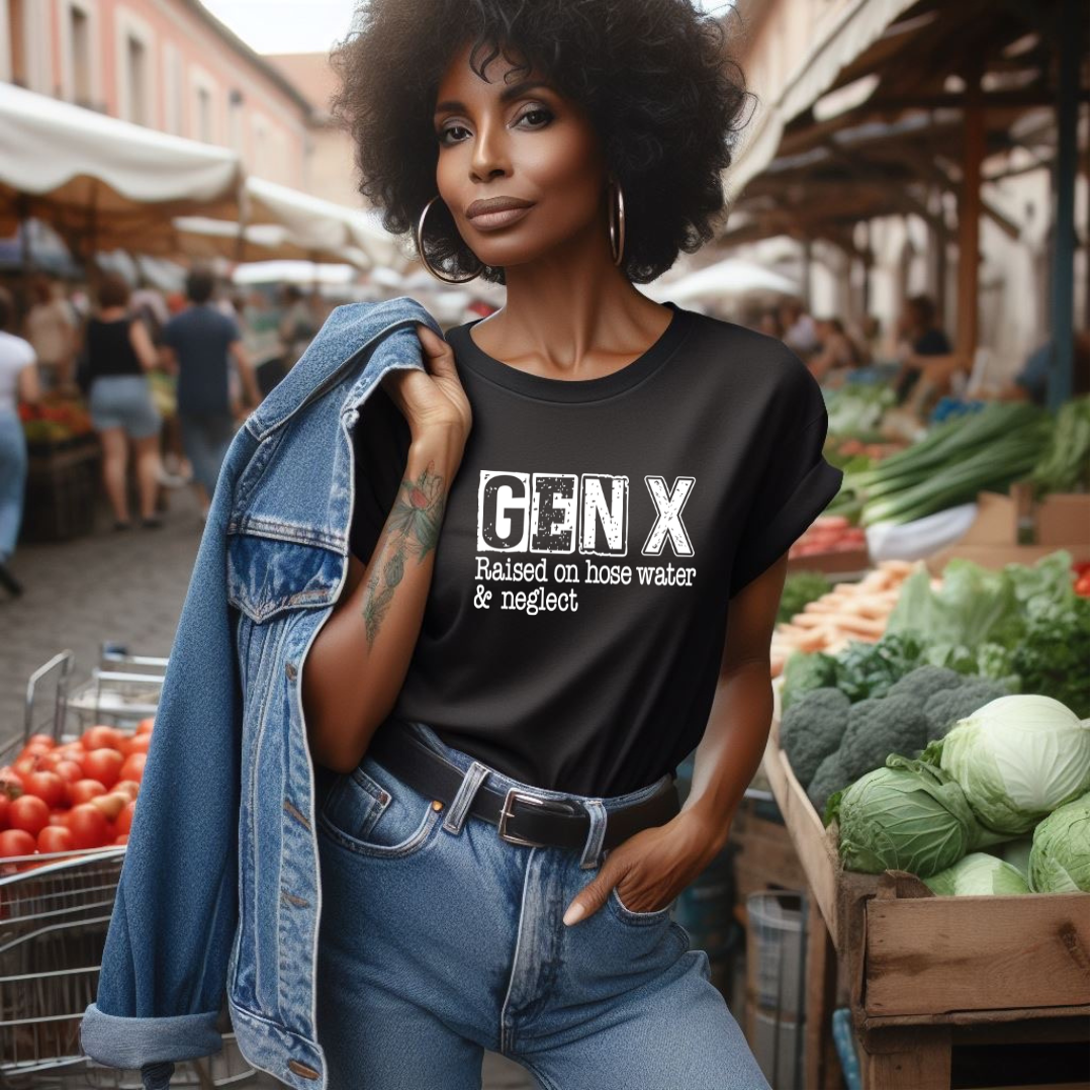 Gen X Short Sleeve TeeEmbrace the nostalgia of a simpler time with our 'Gen X raised on hose water and neglect' t-shirt. This statement tee pays homage to a generation known for its resilt-shirtBeauty Over AgeBeauty Over AgeShort Sleeve Tee