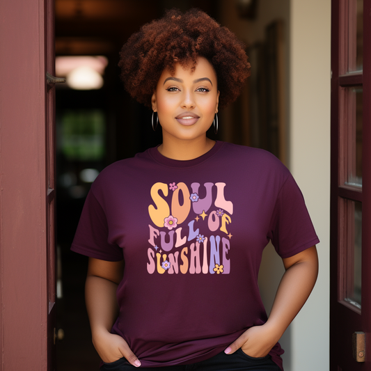 Soul Full of Sunshine Short Sleeve TeeRadiate positivity and warmth with our 'Soul Full of Sunshine' tee. This uplifting and cheerful design embodies the essence of a bright and optimistic spirit. Perfect-shirtBeauty Over AgeBeauty Over AgeSunshine Short Sleeve Tee