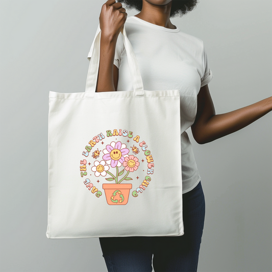 Save the Earth Raise a Flower Child Canvas ToteMake a statement for sustainability and nurturing the next generation with our 'Save the Earth, Raise a Flower Child' Canvas Tote! This eco-friendly tote is not justBeauty Over AgeBeauty Over AgeFlower Child Canvas Tote