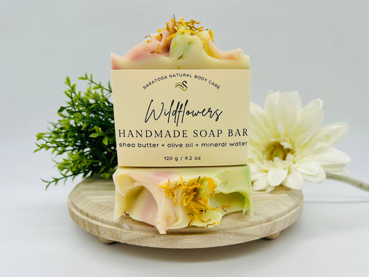 SARATOGA NATURAL BODY CARE LLC - Wildflowers Handmade Soap Bar VEGAN COLD PROCESS