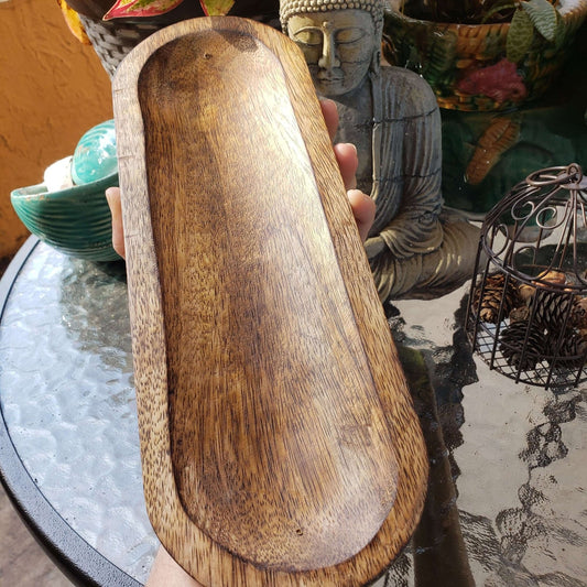 My Magic Place Shop - Wooden Tray Incense Burner, Double Stick Incense Holder - Beauty Over Age